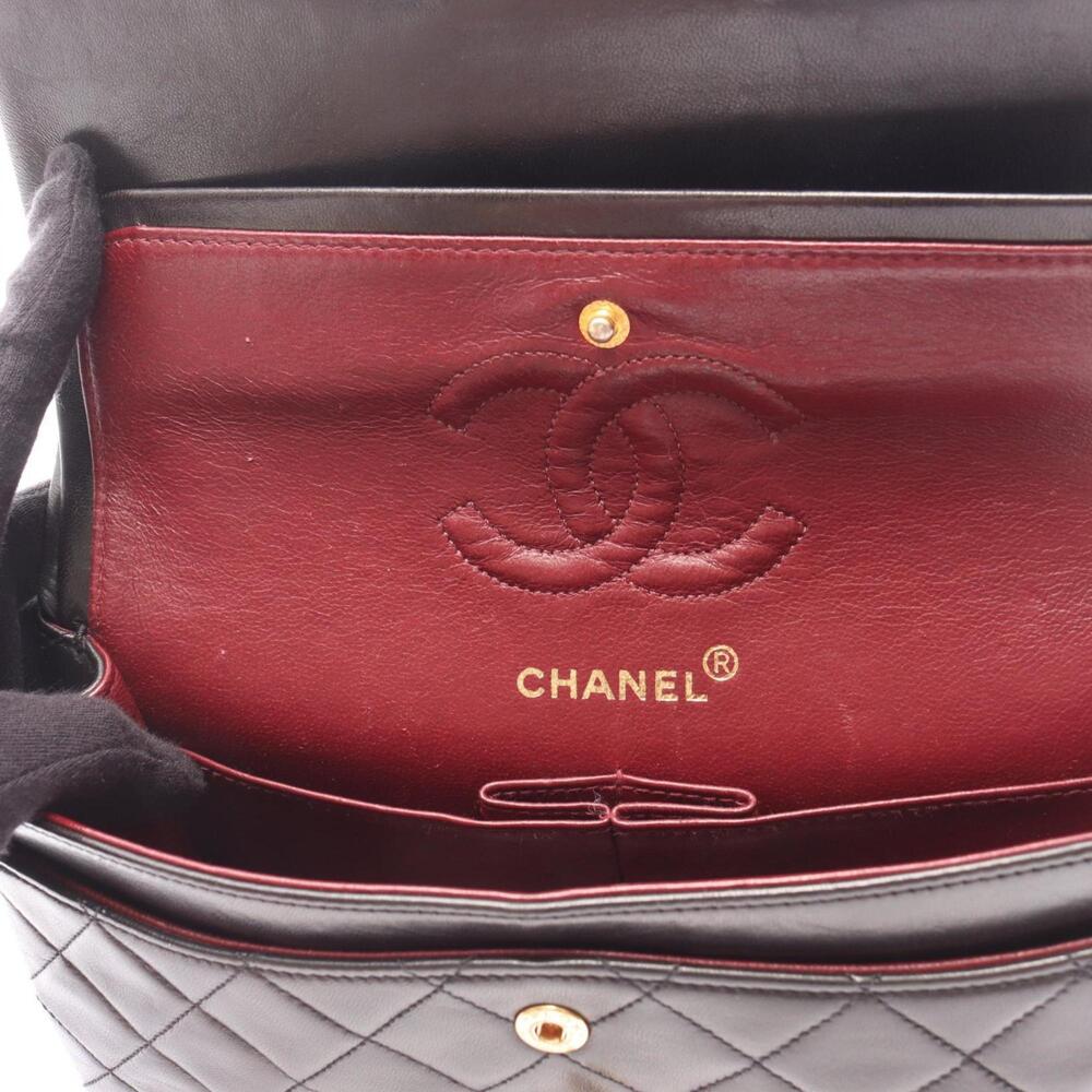 CHANEL Matelasse Double Flap Shoulder Bag in Lambskin Leather, Black - Picture 6 of 13